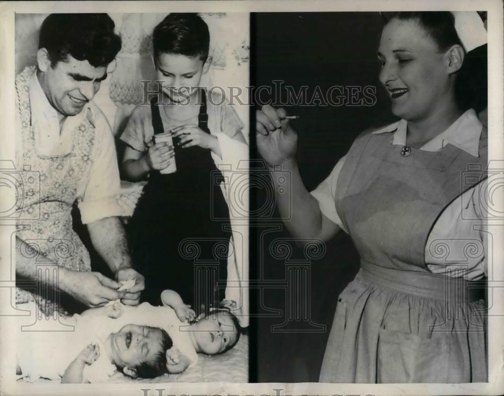 1943 Press PhotoRegina Friga works at the Red Cross as her husband Michael - Historic Images