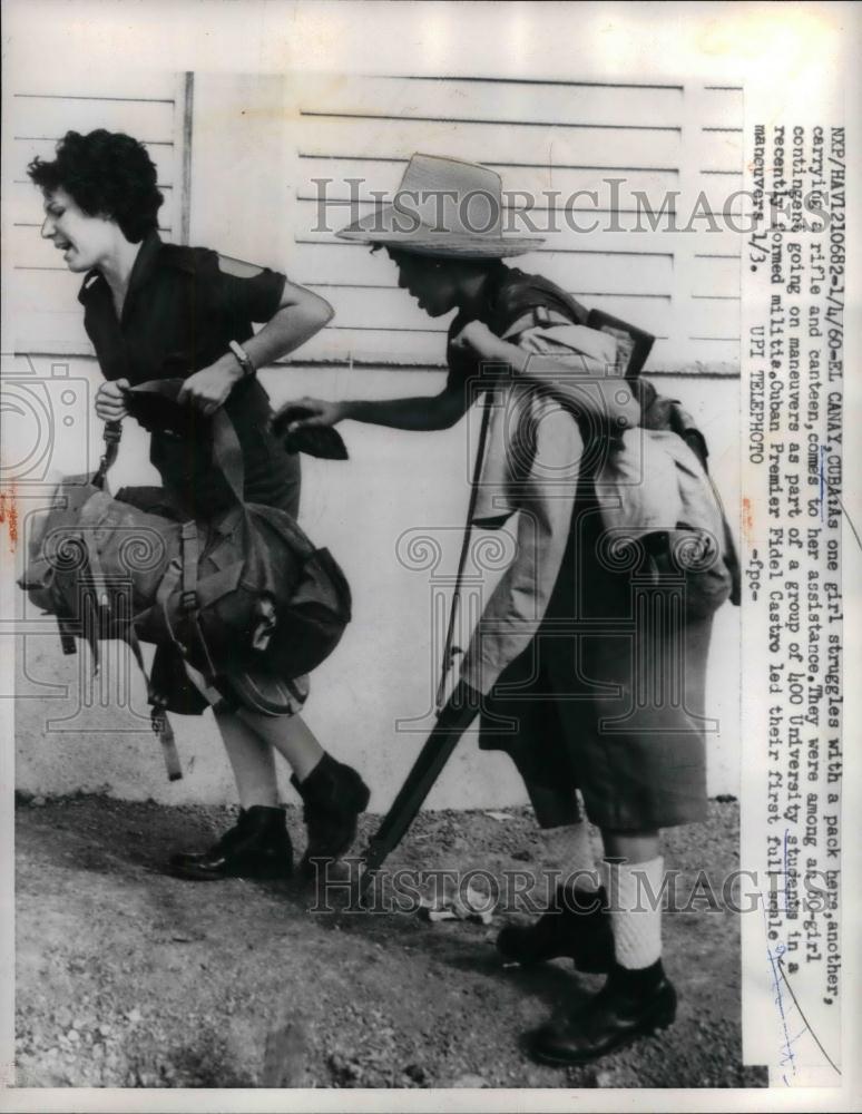 1960 Press Photo Two Cuban Female University Student Militia - nea19353 - Historic Images