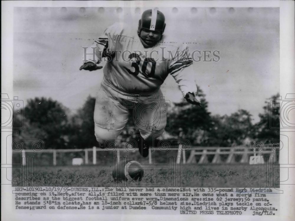 1955 Press Photo Dundee,Ill HS football, Herb Diedrich - nea14905 - Historic Images