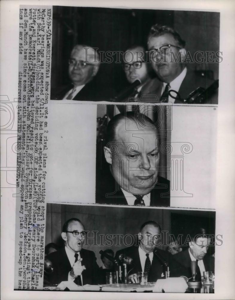 1954 Press Photo Sen. K. Mindt, Sen. H. Dworshak, C. Potter, E. Dirksen - Historic Images