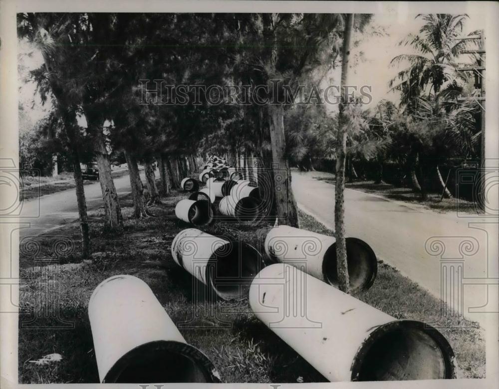 1937 Press Photo Pipes Laid Out For New Sewer System On Millionaires Row - Historic Images