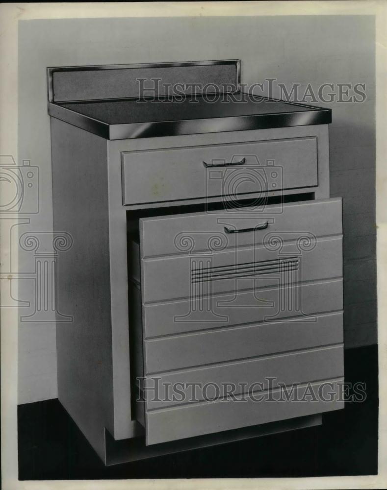 1958 Press Photo Kitchen Cabinet for Laundry Storage - nea23667 - Historic Images