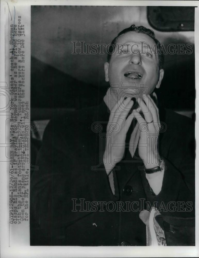 1961 Press Photo New York Giants' Coach Al Sherman - nea18654 - Historic Images