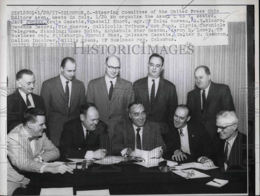 1957 Press Photo Vic Sharro,Bob Funk,Elryia Chronicle.Arron Loney,Walter Goshron - Historic Images