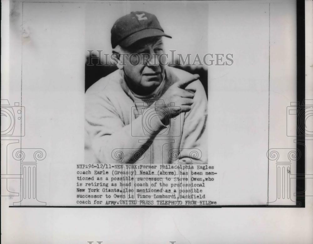 1953 Press Photo Former Eagles coach Earlee Neale - nea14977 - Historic Images