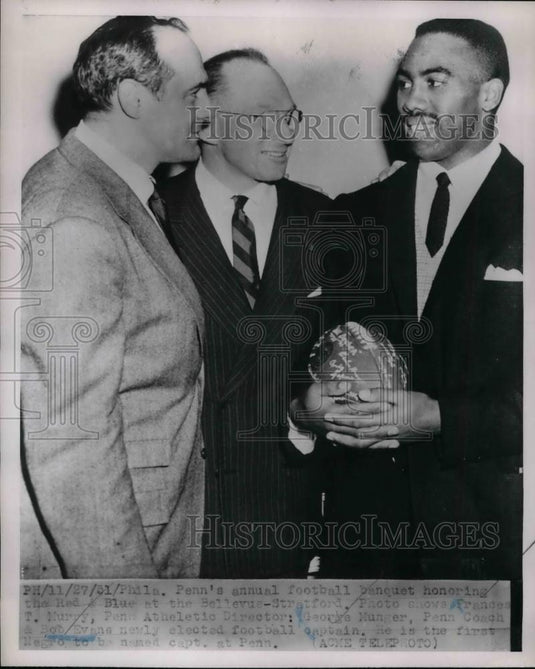 1951 Press Photo Penn Athletic Director Frances Murry George Munger Penn Coach - Historic Images