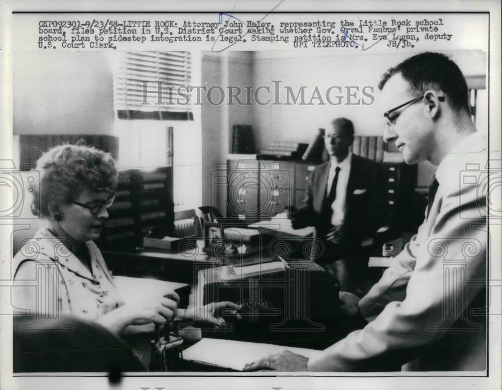 1958 Press Photo Little Rock Atty John Haley at District Atty office - nea33473 - Historic Images