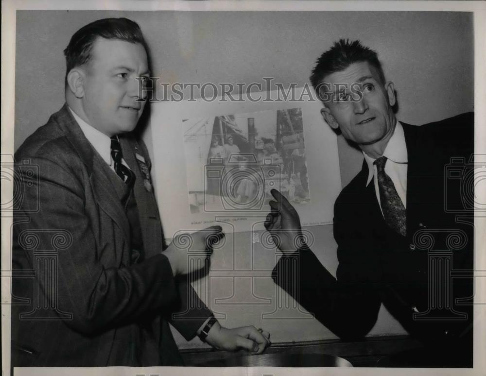 1938 Press Photo Conrad Espe, J. R. Butler talk about migrant refugees &amp; unions - Historic Images