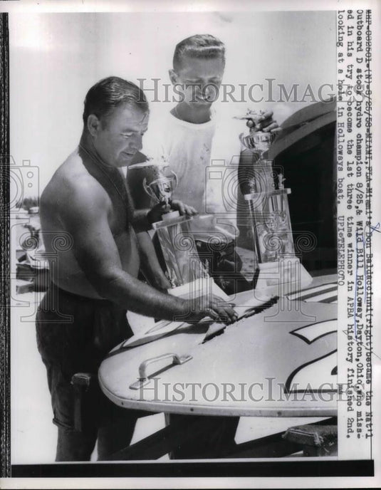 1958 Press Photo Miami's Don Baldaccinni Nat'l Outboard D Stock Hydro Champion - Historic Images