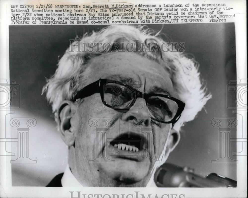 1968 Press Photo Senate GOP leader, Sen Everett M. Dirksen - nea31182 - Historic Images