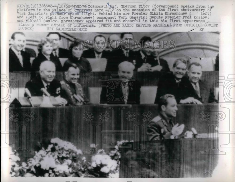 1962 Press Photo Maj. Gherman Titov Palace of Congress - nea33606 - Historic Images