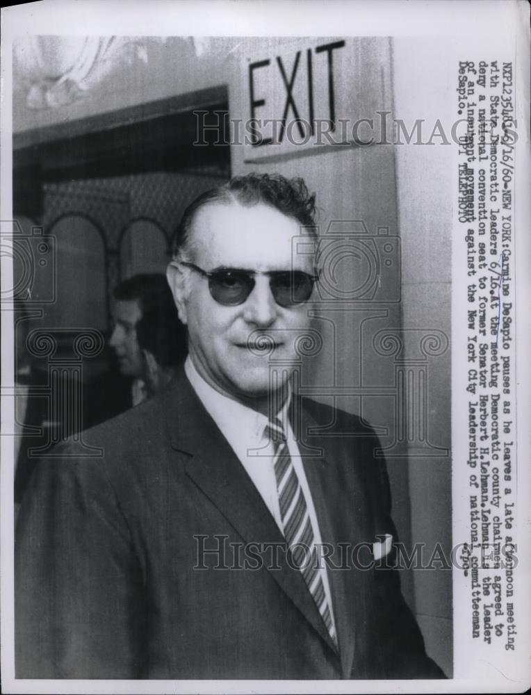 1960 Press Photo Carmine DeSapio State Democratic national Convention - Historic Images