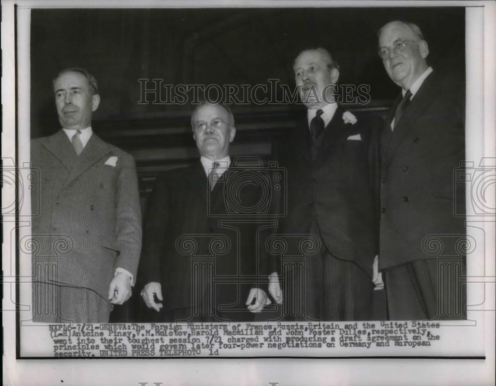 1955 Press Photo Foreign Prim Ministers of France, Russia, Britain and US - Historic Images