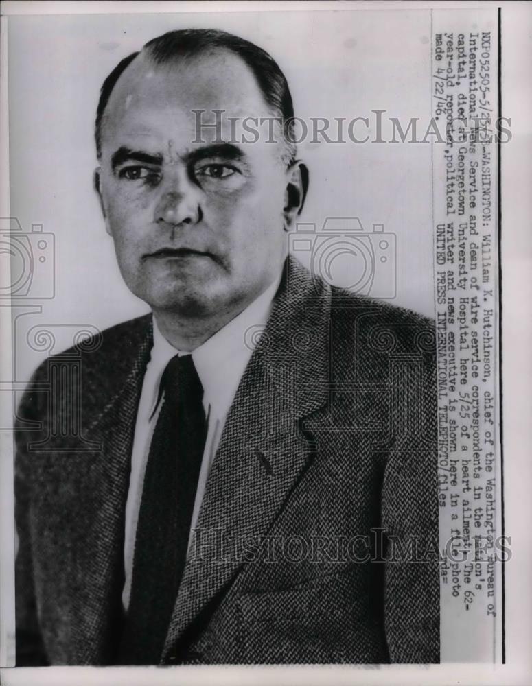 1958 Press Photo William Hutchinson Chief of Washington International News Ser - Historic Images