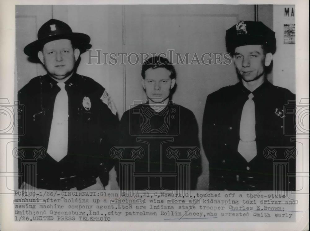 1954 Press Photo Glenn Smith, Criminal, Charles E. Brown, Rollin Lacey, Ohio - Historic Images
