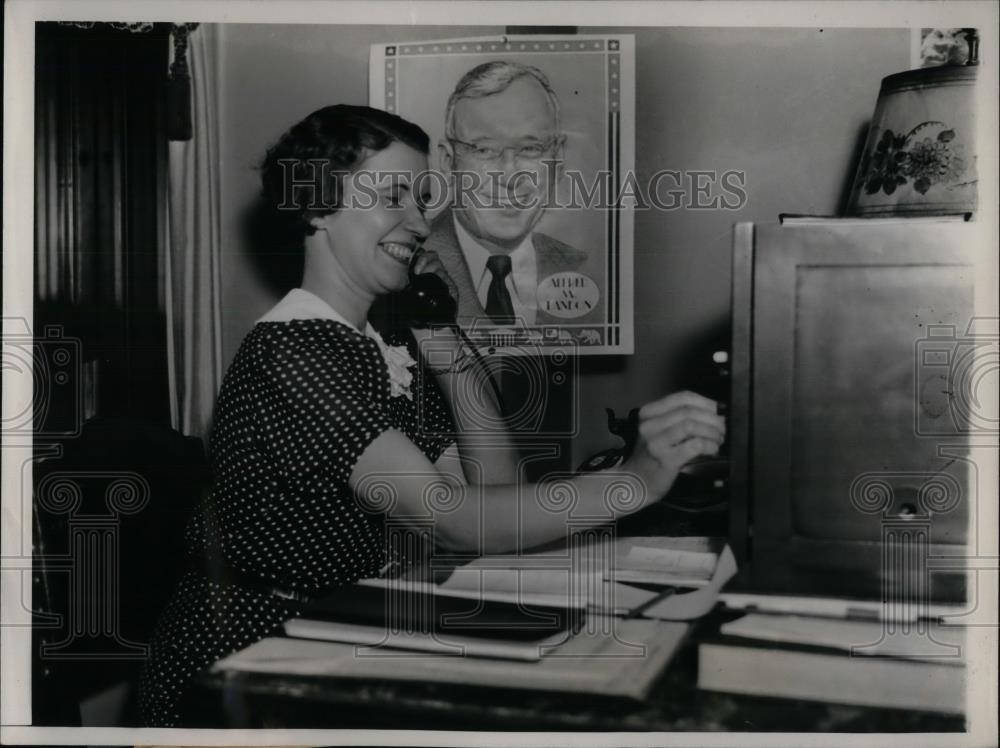 1936 Press Photo Mrs. Clyde Letchem Phone Operator - nea33818 - Historic Images