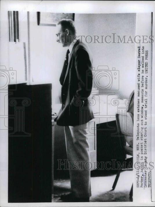 1956 Press Photo Darrel Parker, Accused of Murdering Wife, Lincoln, Nebraska - Historic Images