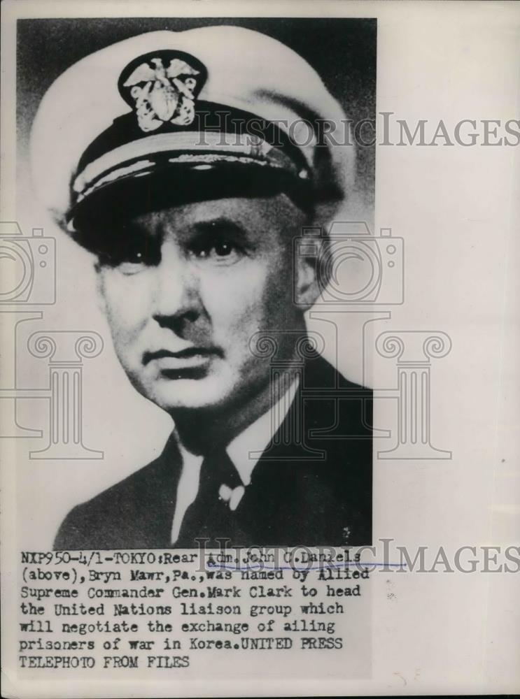1953 Press Photo Rear Adm. John C. Daniels, Head of United Nations Liaison Group - Historic Images
