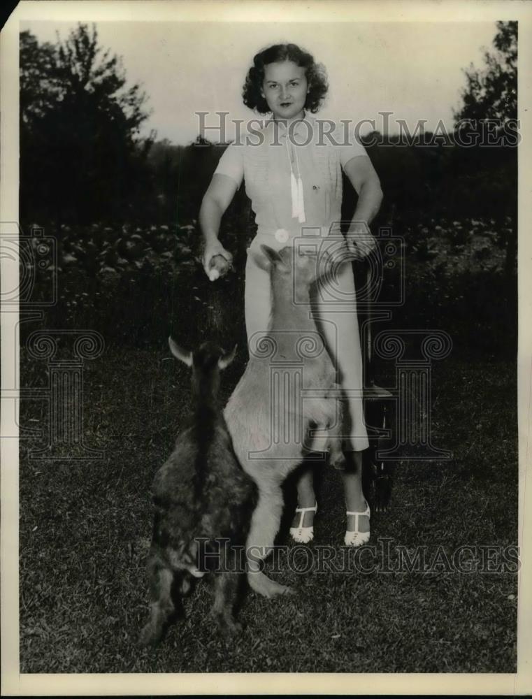 1936 Press Photo Irene Burdick and her pet Goats - nea32095 - Historic Images