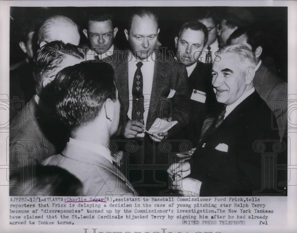 1958 Press Photo Charlie Segar Assistant Baseball Commisioner - nea30495 - Historic Images