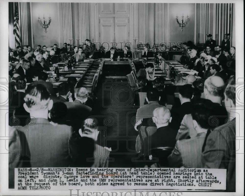 1950 Press Photo Presidential Panel Opens Hearing On Coal Wage Dispute - Historic Images