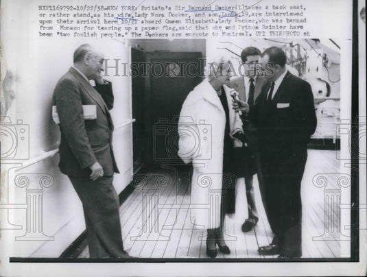 1958 Press Photo Britain Sir Bernard Decker wife and son Lance - nea32617 - Historic Images