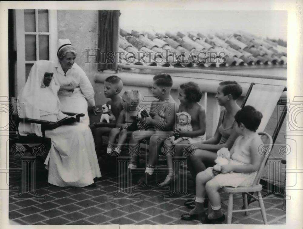 1933 Press Photo Children at St Francis Hospital in Miami Beach Florida - Historic Images