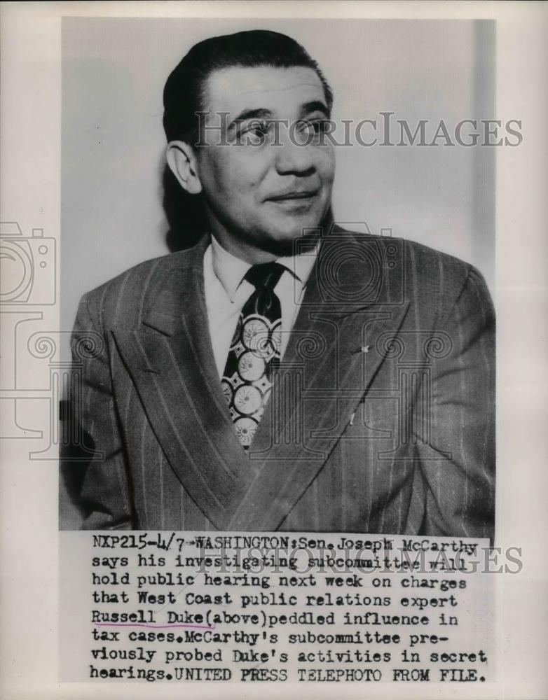 1953 Press Photo Russell Duke, West Coast Public Relations Expert - nea32978 - Historic Images