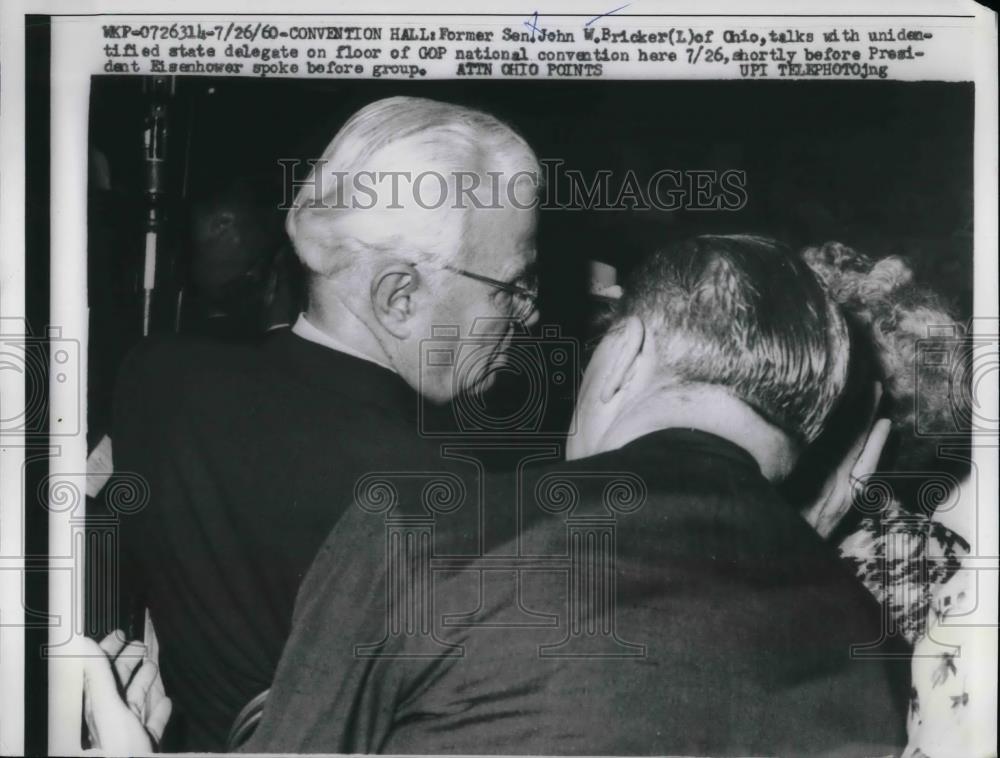 1960 Press Photo Former Ohio Sen. John Bricker at Republican convention - Historic Images