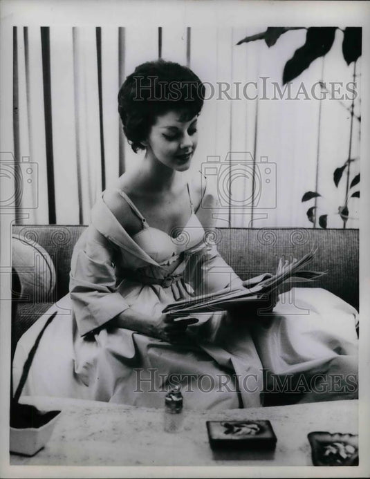 1956 Press Photo Woman modeled a underclothes. - nea29623 - Historic Images