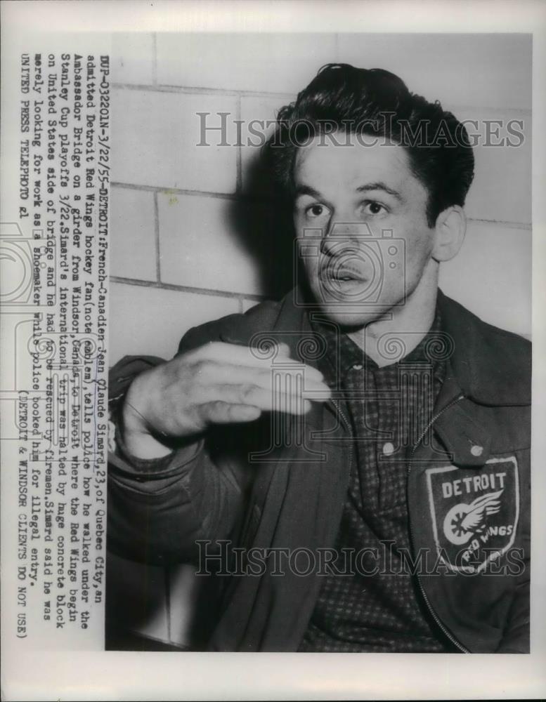 1955 Press Photo Jean Claude Simard of Quebec City Entered US Illegally - Historic Images