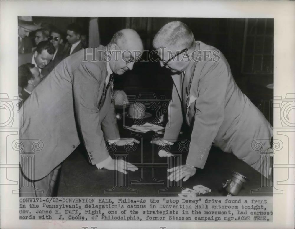 1948 Press Photo Penn Gov. James Duff, J Cook at Rep. Natl Conv. - nea30277 - Historic Images