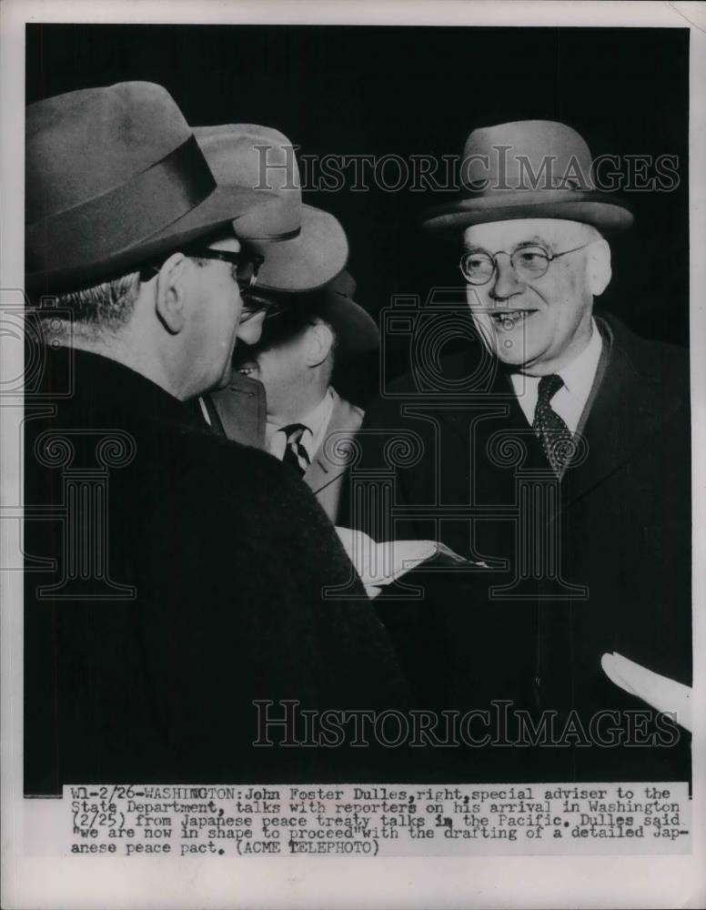 1951 Press Photo State dept advisor John Foster Dulles in D.C. - nea30684 - Historic Images