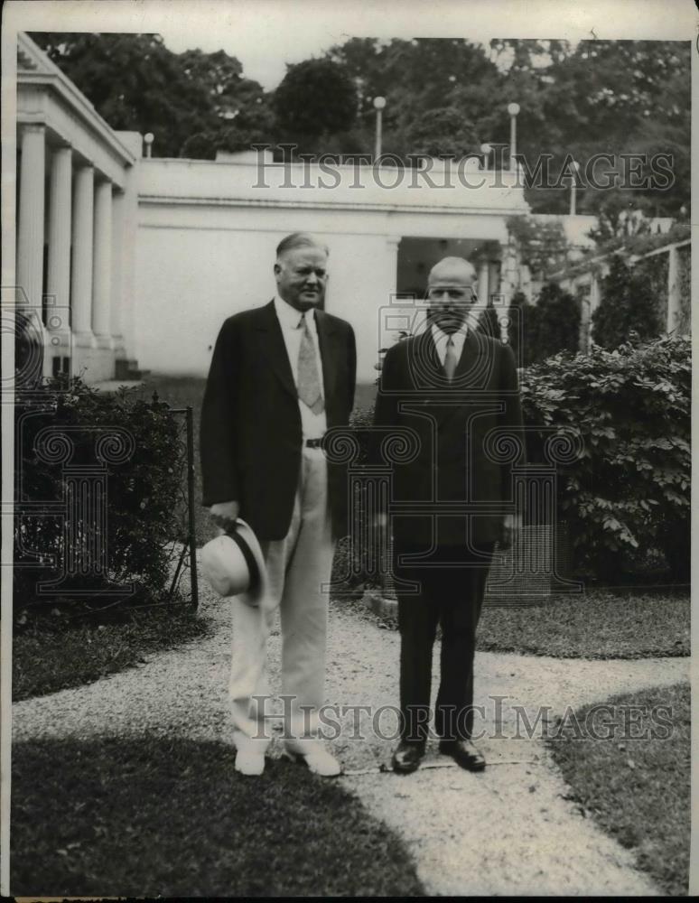 1931 Press Photo President Hoover &amp; Walter Gifford President of AT &amp; T - Historic Images