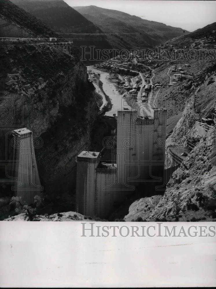 1962 Press Photo Aerial view of the Bin el Ouidane dam in the Tennessee Valley - Historic Images