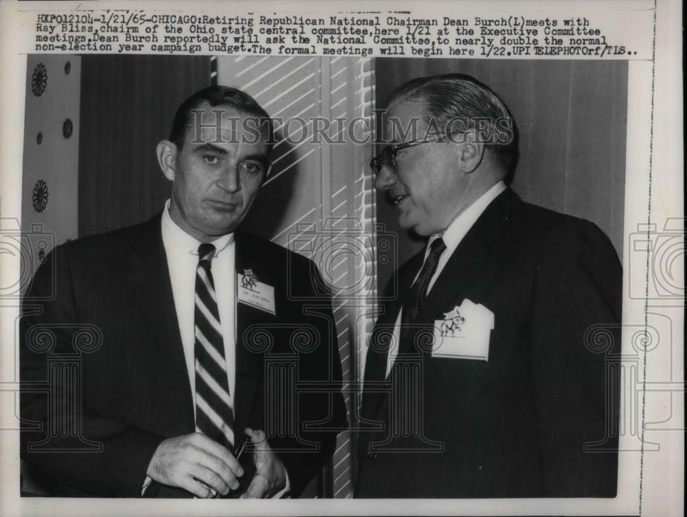 1965 Press Photo Republican Natl Comm chair Dean Burch, Ray Bliss - nea31122 - Historic Images