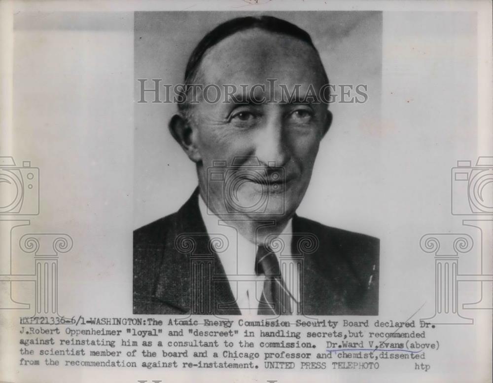 1954 Press Photo Atomic Energy Commission Security J. Robert Oppenheimer - Historic Images
