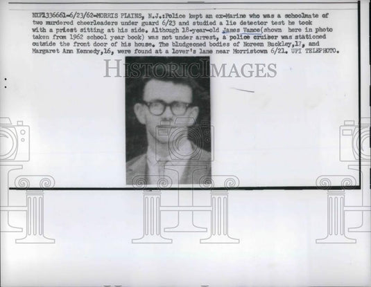 1962 Press Photo James Vance arrested murder - nea32534 - Historic Images