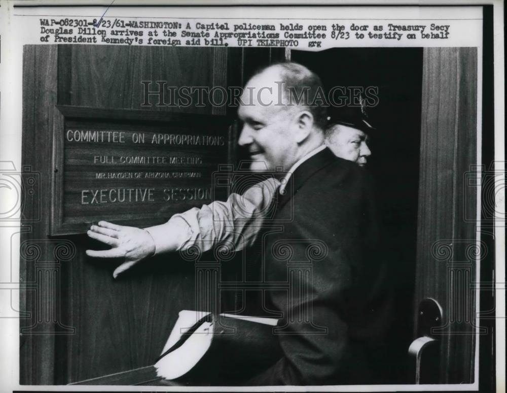 1961 Press Photo Secretary of the Treasury C. Douglas Dillon at Senate Committee - Historic Images
