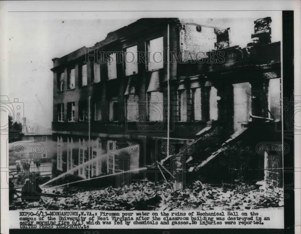1956 Press Photo Burning Mechanical Hall at U of West Florida - nea30584 - Historic Images