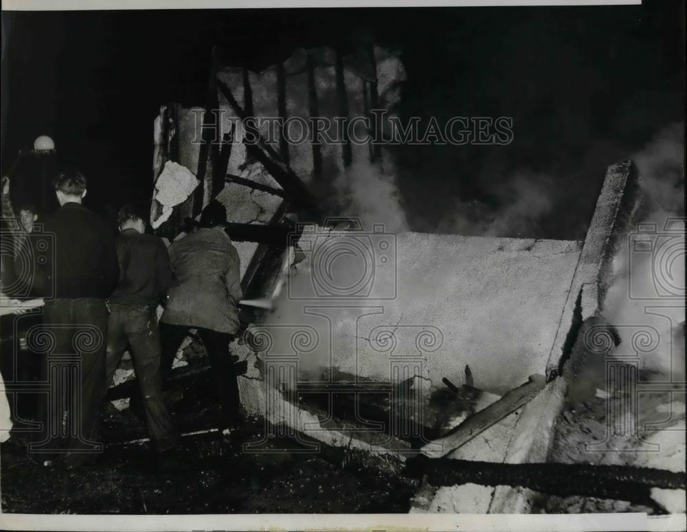 1937 Press Photo Vicotry Studio Western Set Burst Into Flame - nea32570 - Historic Images