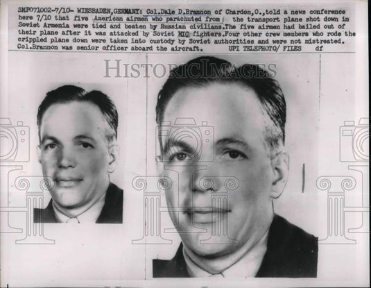 1958 Press Photo Col Dale Brannon appearing in a press conference to announce - Historic Images