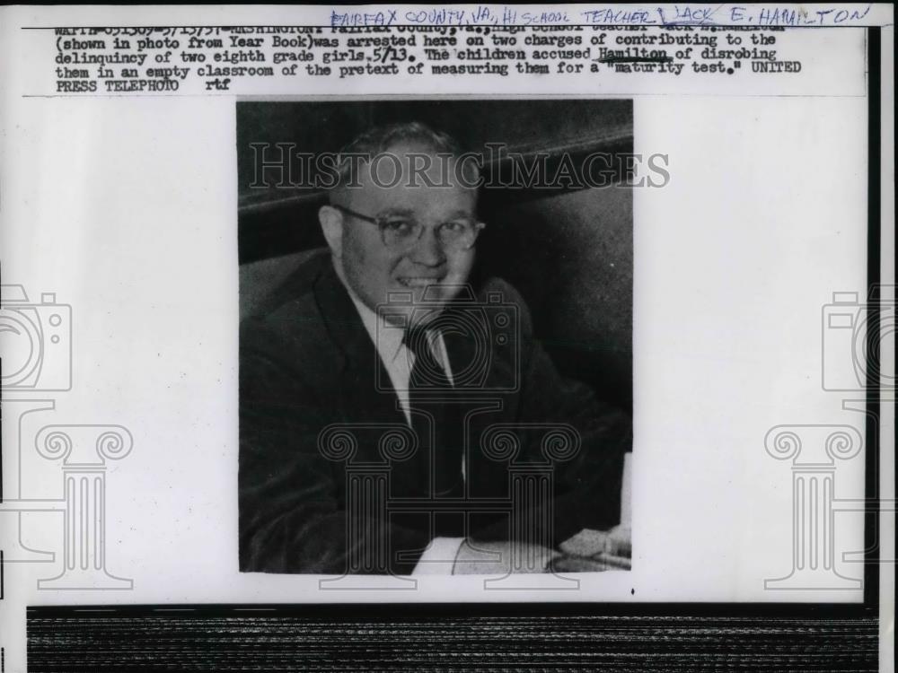 1951 Press Photo Teacher Jack Hamilton at delinquency of minor trial - nea32696 - Historic Images