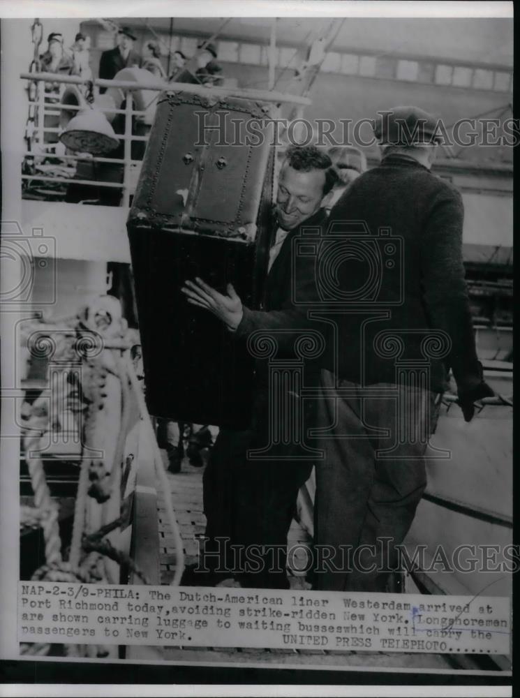 1954 Press Photo Dutch American liner Westerdam arrived at Port Richmond - Historic Images