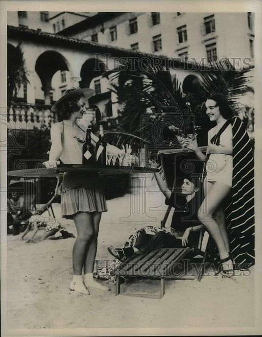1937 Press Photo Elaine Hostetter with New Cocktail & Cigarette Tray - nea36187 - Historic Images