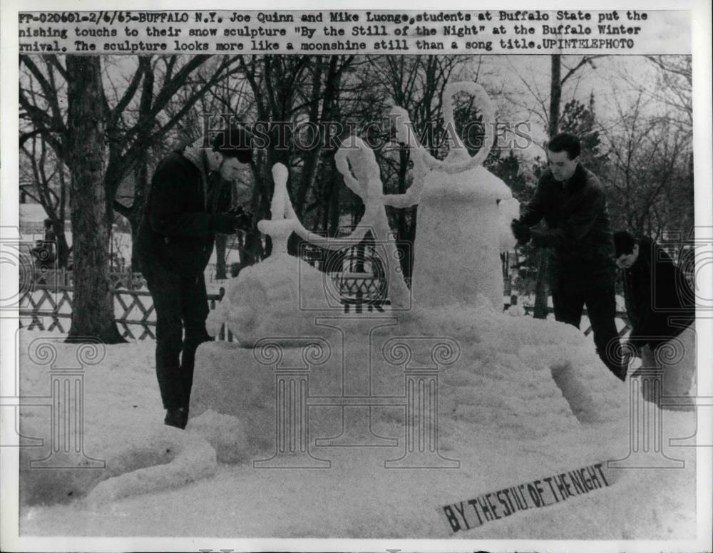 1965 Press Photo Joe Quinn & Mike Luonge play in snow in Buffalo, NY - nea37226 - Historic Images