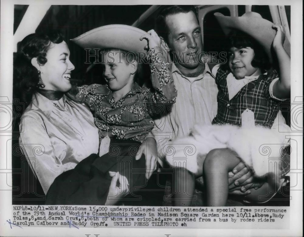 1954 Press Photo Rodeo riders at Ny benefit for crippled children - nea37374 - Historic Images