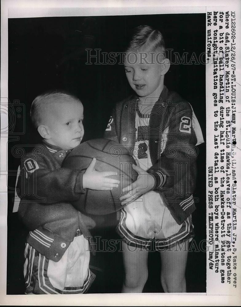 1957 Press Photo Jimmy Martin and Slater Martin, Jr., Sons of Slater Martin - Historic Images