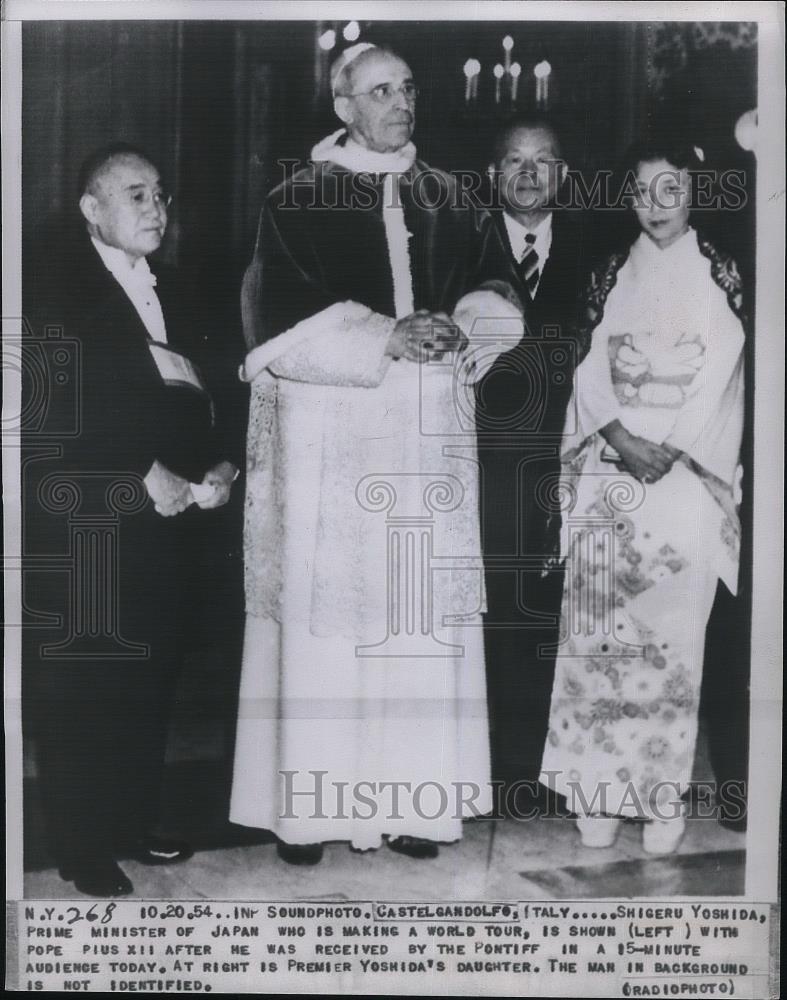 1954 Press Photo Japanese Prime Minister, Shigeru Yoshida, &amp; Pope Pius XII - Historic Images