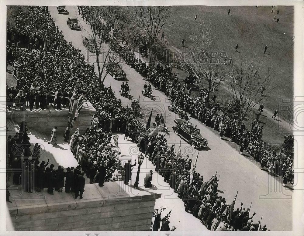 1939 Press Photo Aerial View Parade with King George VI and Queen Elizabeth - Historic Images